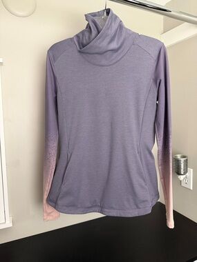 CALIA by Carrie Underwood Lavender to Pink Ombre Funnel Neck Long Sleeve Top